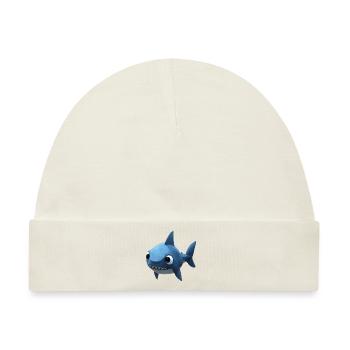 Blauer Babyhai - Süß und Stylisch - Baby Premium Organic Mütze - Naturweiß - Vorne