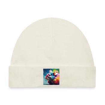 Maus Farbig - Baby Premium Organic Mütze - Naturweiß - Vorne