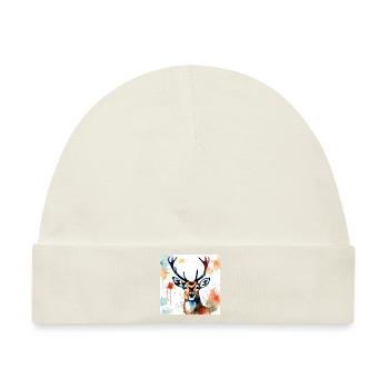 Hirsch gemälde - Baby Premium Organic Mütze - Naturweiß - Vorne