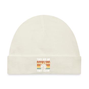 Bowler Strike Split Freizeit - Baby Premium Organic Mütze - Naturweiß - Vorne