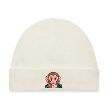Affe Affen Wildnis - Baby Premium Organic Mütze - Naturweiß - Vorne