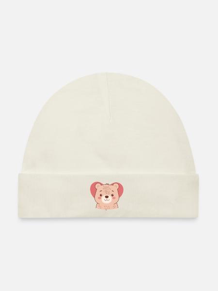 Baer Waldbewohner Braunbär - Baby Premium Organic Mütze - Naturweiß