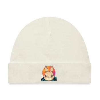 Hasenzahn Hoppelhase Hase - Baby Premium Organic Mütze - Naturweiß - Vorne