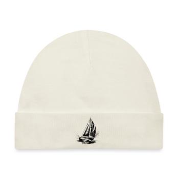 Elegants Segelboot unter Segel Splash Wellengang - Baby Premium Organic Mütze - Naturweiß - Vorne