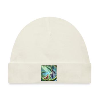 Frau mit Fuchs Animestyle - Baby Premium Organic Mütze - Naturweiß - Vorne