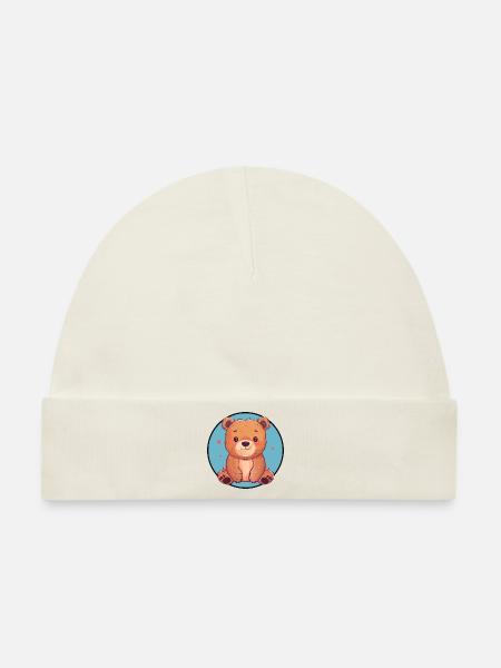 Baer Teddybär Waldbewohner - Baby Premium Organic Mütze - Naturweiß