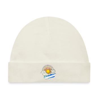 Motorboot Sonne Retro Regenbogen Wolken Meer Boot - Baby Premium Organic Mütze - Naturweiß - Vorne
