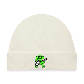 Frosch Fröschchen Spielt Gitarre Musik Gitarrist - Baby Premium Organic Mütze - Naturweiß - Vorne