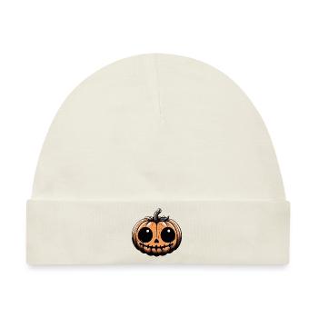 Gruseliger Kürbis - Spooky Pumpkin - Baby Premium Organic Mütze - Naturweiß - Vorne