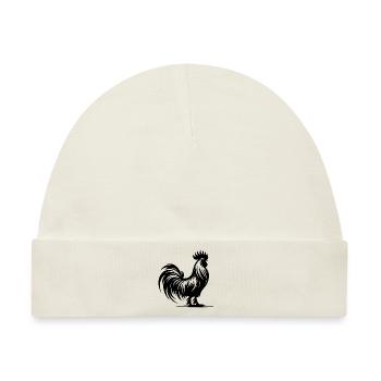 Eleganter Rassehahn mit großem Kamm - Baby Premium Organic Mütze - Naturweiß - Vorne