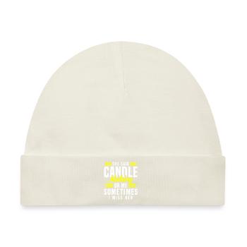 Kerze Deko Warm Winter - Baby Premium Organic Mütze - Naturweiß - Vorne