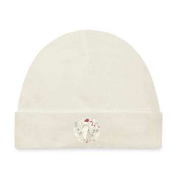 Festlicher Weihnachtshirsch mit Weihnachtsmütze - Baby Premium Organic Mütze - Naturweiß - Vorne