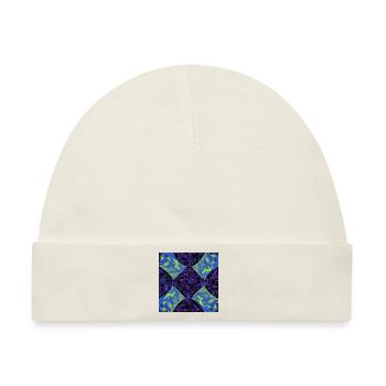 Abstraktes symmetrisches Design mit lila Blumen - Baby Premium Organic Mütze - Naturweiß - Vorne