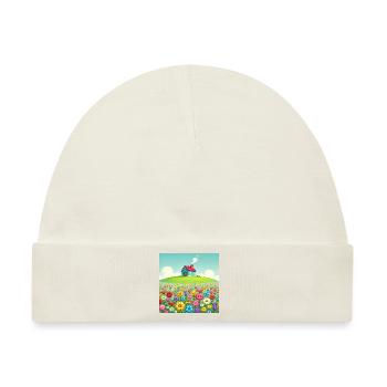 Das Häuschen auf der Blumenwiese - Baby Premium Organic Mütze - Naturweiß - Vorne