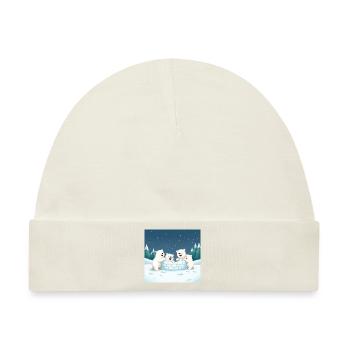 Spielende Eisbären bauen ein Iglu - Winter cartoon - Baby Premium Organic Mütze - Naturweiß - Vorne