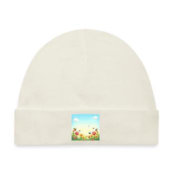 Frühlingsbunte Insektenparade – Blütenmeer Sonne - Baby Premium Organic Mütze - Naturweiß - Vorne