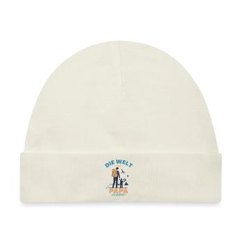 Die Welt ruft Reisender Papa - Baby Premium Organic Mütze - Naturweiß - Vorne