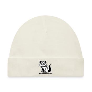 Obdachlose Katze - Wird schnurren für Futterdesign - Baby Premium Organic Mütze - Naturweiß - Vorne