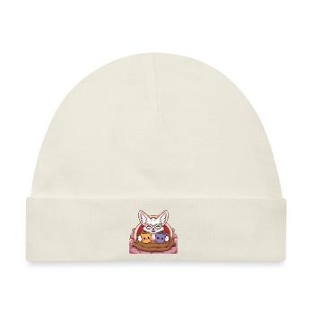 Kawaii Fennek Wüstenfuchsmit Tassen und Decke - Baby Premium Organic Mütze - Naturweiß - Vorne
