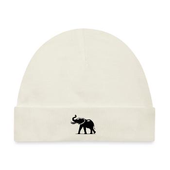 Elefant Porträt mit Rüssel mit Stoßzähnen - Baby Premium Organic Mütze - Naturweiß - Vorne
