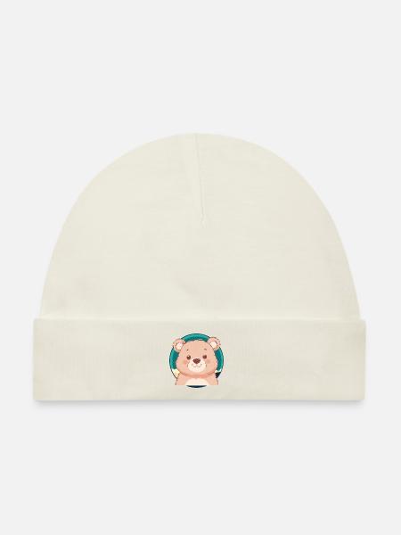Baer Teddybär Waldtier - Baby Premium Organic Mütze - Naturweiß