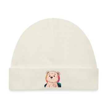 Baer Braunbär Waldtier - Baby Premium Organic Mütze - Naturweiß - Vorne