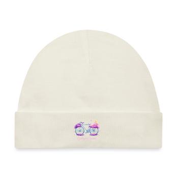 "Cycle Your Dreams" Cloud Fahrraddesign mit Mond - Baby Premium Organic Mütze - Naturweiß - Vorne