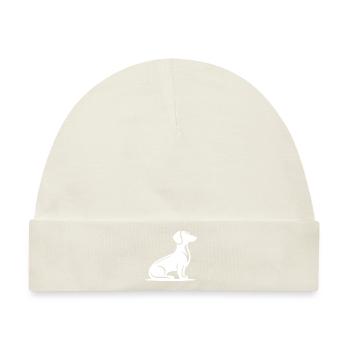 Minimalistisches Dackel Silhouette Hundeporträt - Baby Premium Organic Mütze - Naturweiß - Vorne