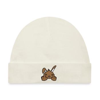 Hase Mittelfinger Zeigen Böse Frech Beleidigend - Baby Premium Organic Mütze - Naturweiß - Vorne