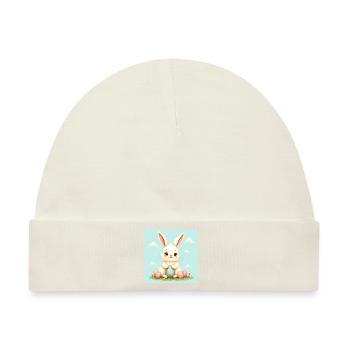 Ostern und süßer Hase – glücklich für das Fest! - Baby Premium Organic Mütze - Naturweiß - Vorne