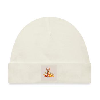 Origami-ostern-Hase zwischen Frühlingsblättern - Baby Premium Organic Mütze - Naturweiß - Vorne