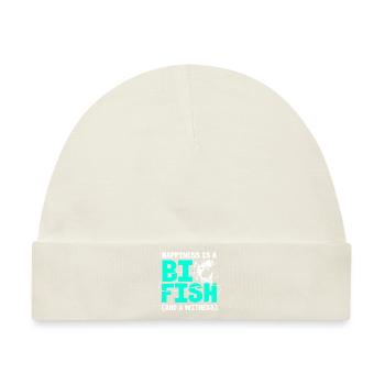 Forelle Forellenteich Angelrute Angler Anglerfisch - Baby Premium Organic Mütze - Naturweiß - Vorne