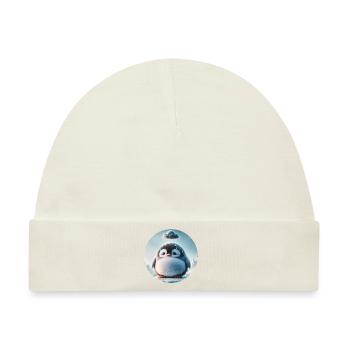 Kleiner trauriger Pinguin im Regen - Baby Premium Organic Mütze - Naturweiß - Vorne