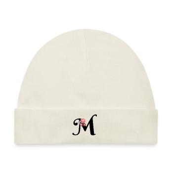 Buchstabe m minimalistische Blumen - Baby Premium Organic Mütze - Naturweiß - Vorne