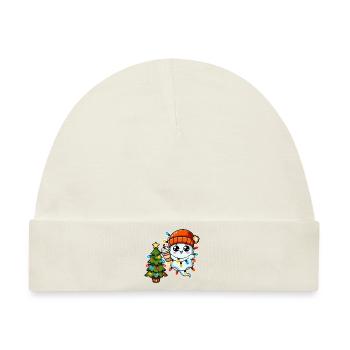 Weihnachtsgeist Lichterkette Weihnachtsbaum - Baby Premium Organic Mütze - Naturweiß - Vorne