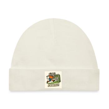 Fußball spielender Elefant – Lustiges Kinderdesign - Baby Premium Organic Mütze - Naturweiß - Vorne