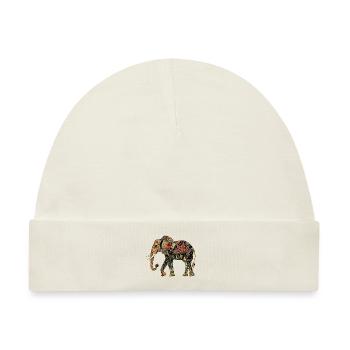 Elefant Floral Blumen - Baby Premium Organic Mütze - Naturweiß - Vorne