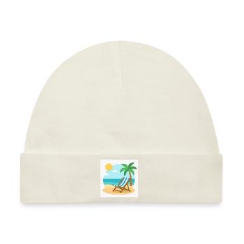 Entspannung pur: Deine Liege wartet am Strand - Baby Premium Organic Mütze - Naturweiß - Vorne
