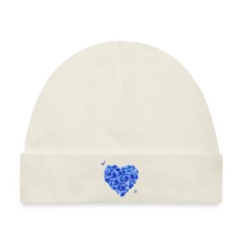 Blaues Blumenherz - Baby Premium Organic Mütze - Naturweiß - Vorne