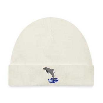 springender Delphin Delfin jumping dolphin - Baby Premium Organic Mütze - Naturweiß - Vorne