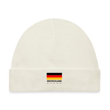 Deutschland Schriftzug mit Flagge und Jahreszahlen - Baby Premium Organic Mütze - Naturweiß - Vorne