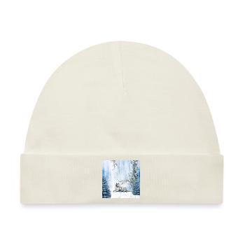 Schneetiger in einer Winterlandschaft - Baby Premium Organic Mütze - Naturweiß - Vorne