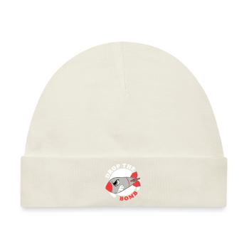 Ein BombenTStück für Bomber, die "Drop The Bomb" - Baby Premium Organic Mütze - Naturweiß - Vorne