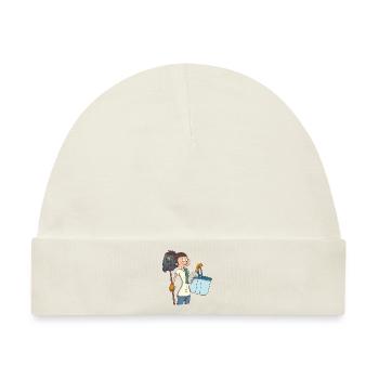 Putzfrau mit Wischmob und Eimer - Baby Premium Organic Mütze - Naturweiß - Vorne