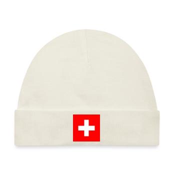Schweizer Flagge - Baby Premium Organic Mütze - Naturweiß - Vorne