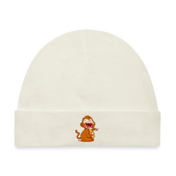 affe banane lustig comic baby affen - Baby Premium Organic Mütze - Naturweiß - Vorne