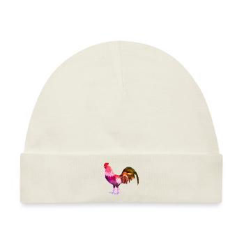 hahn polygon bunt gockel - Baby Premium Organic Mütze - Naturweiß - Vorne