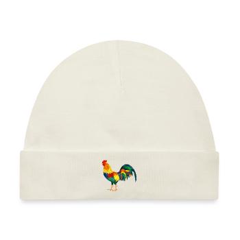 hahn polygon bunt huhn gockel - Baby Premium Organic Mütze - Naturweiß - Vorne
