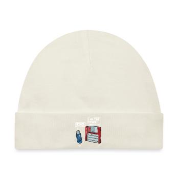 Diskette & USB Stick Geschenk für Computer Nerds - Baby Premium Organic Mütze - Naturweiß - Vorne