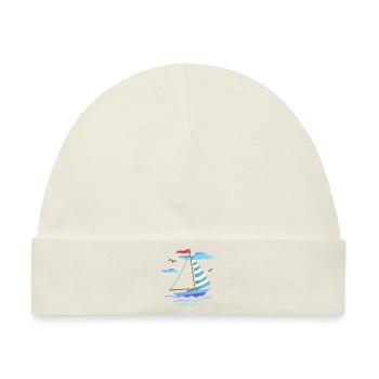 SEGELBOOT BOOT HAFEN SEE MEER MARITIM GESCHENKIDEE - Baby Premium Organic Mütze - Naturweiß - Vorne